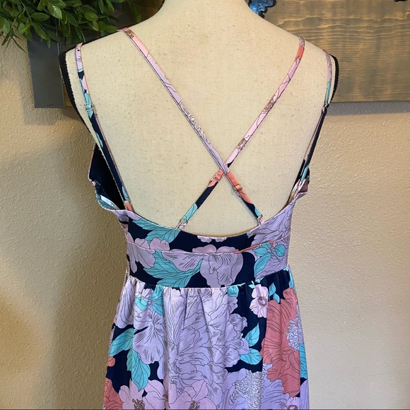 Lulus Dreamy Blooms Navy Blue Multi Floral Print Tiered Maxi Dress - Picture 12 of 15